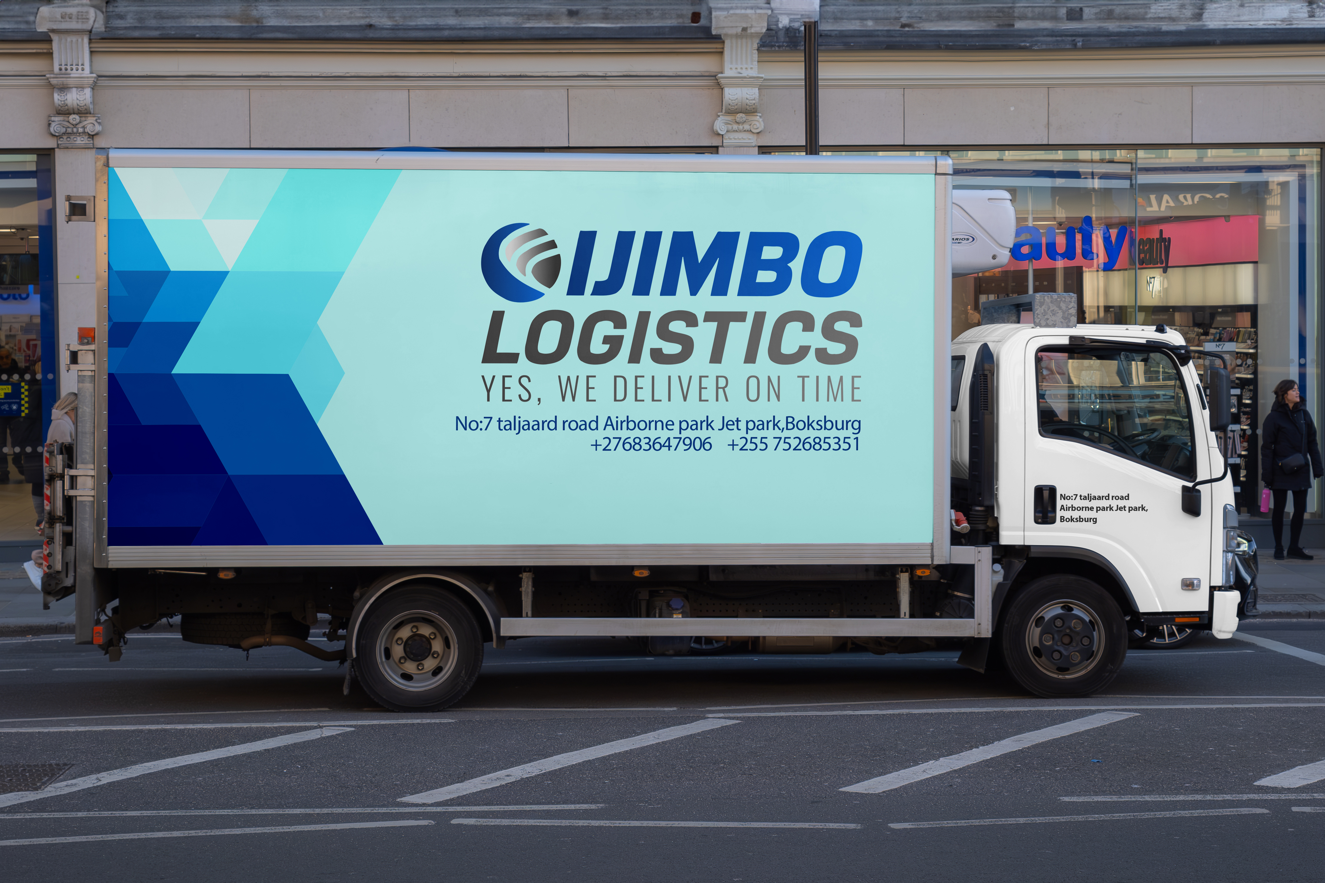 ijimbo Logistics truck on a road, part of a slideshow